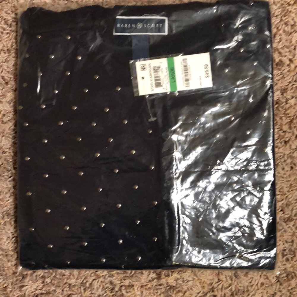 Karen Scott Cardigan Sweater Size Large Navy